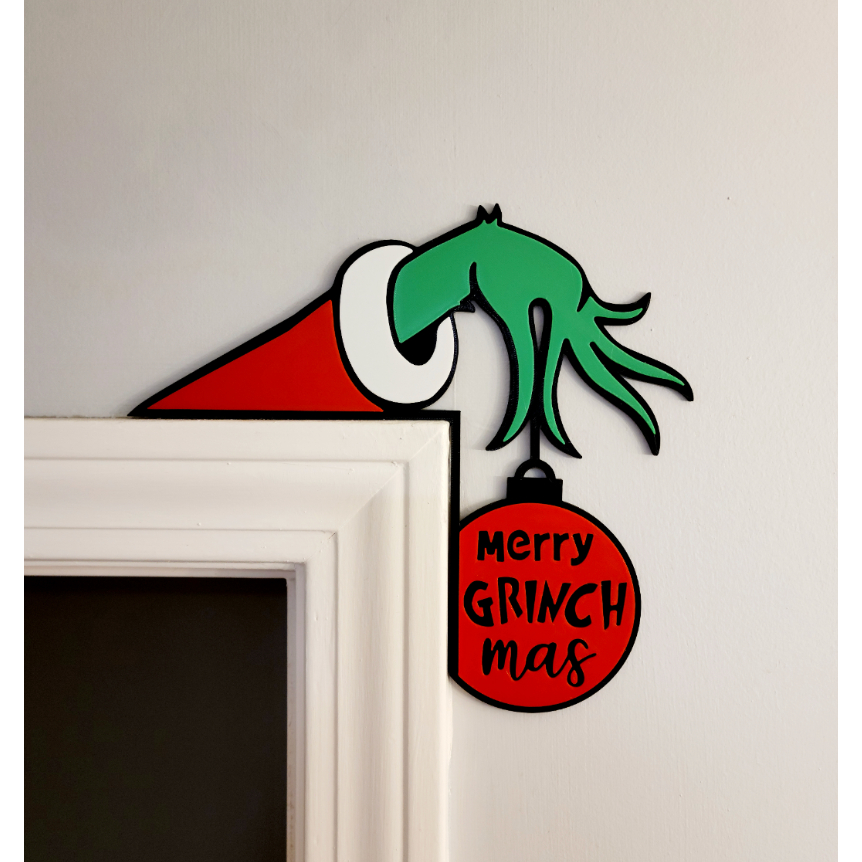 Enfeite para Porta de Natal Grinch Merry Grinch Mão