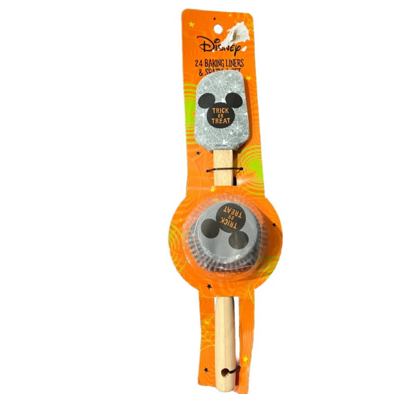 NOVO! Conjunto de espátula/forros de cozimento Disney Mickey Mouse Halloween truque ou guloseima