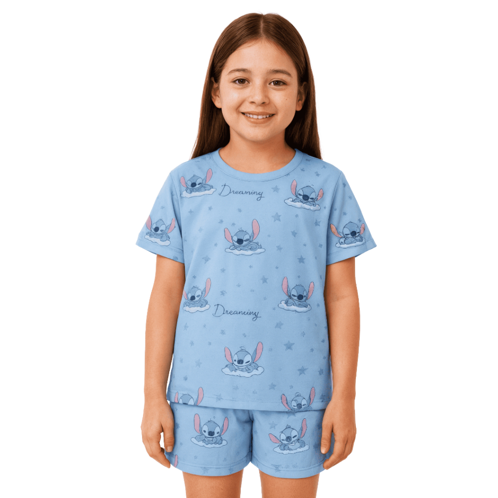 Pijamas Infantil Menina Baby Estampado com Short Roupa de Dormir Feminina Festa Do Pijama