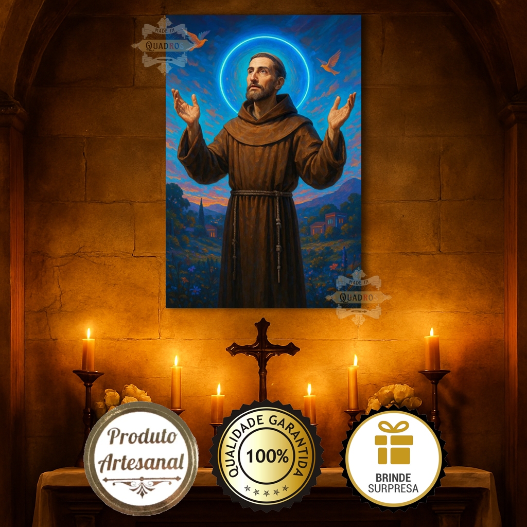 Quadro Decorativo São Francisco de Assis, Frade Católico Protetor dos Animais e do Meio Ambiente