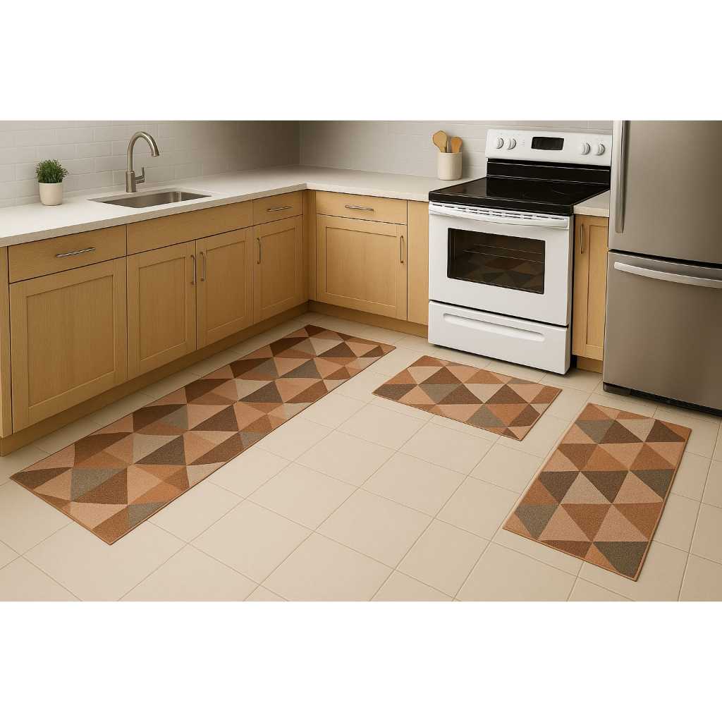 Jogo de passadeira de cozinha tapete em jacquard antiderrapante 3 peças decoração impecável