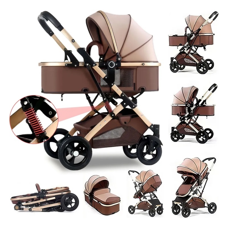 Kit 3Em1 Carrinho de Bebê 4 Rodas Com Moisés bebés até 15 kg e oferece proteção solar UV50