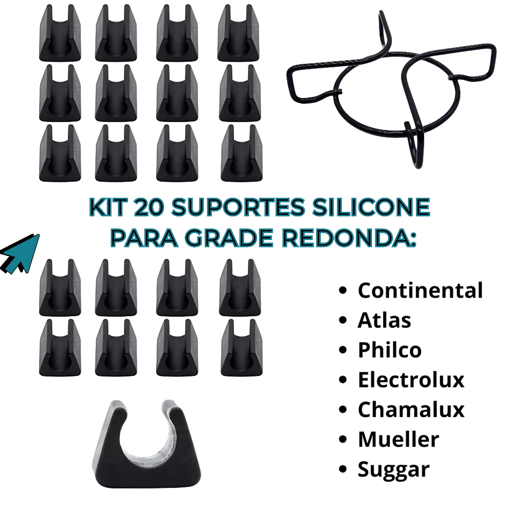20 Suporte SILICONE Cooktop Atlas, Philco, Brastemp, Consul, Continental outros grade redonda