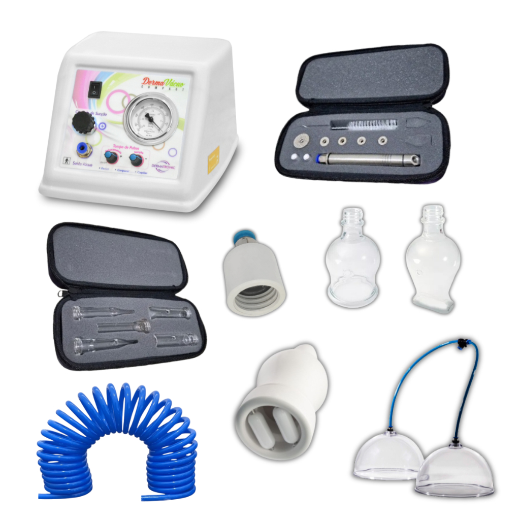 Aparelho Vacuoterapia Endermo Pulsado e Contínuo Peeling Diamante Pump Up com Estojo p/ Acessórios