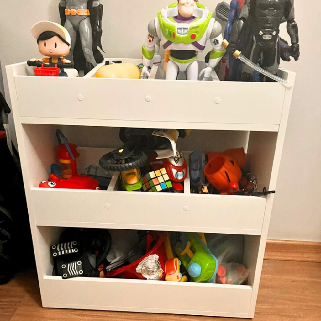 Baú de Brinquedos em MDF Branco – Organizador Infantil com Prateleiras e Divisórias em Oferta na Shopee