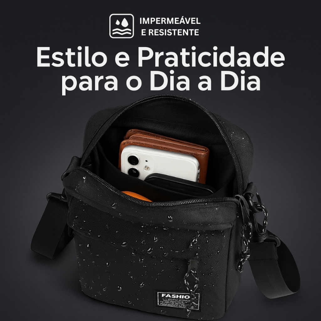 Detalhes do Bolsa Masculina Pochete Transversal, Tira Colo, Shoulder Bag, Impermeável, Necessaire para Passeio