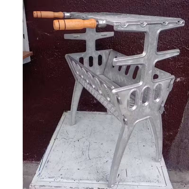 churrasqueira desmontável grande em alumínio batido . em Oferta na Shopee