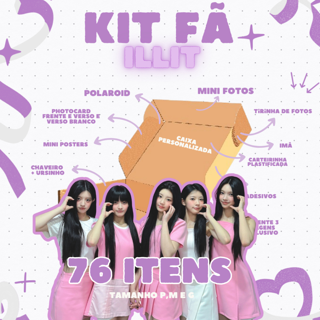 Kit fã ILLIT - até 73 ITENS (GRUPO OU SOLO) [O VIRALIZADO] (tamanho p, m e g).  • ADESIVO •PHOTOCARD