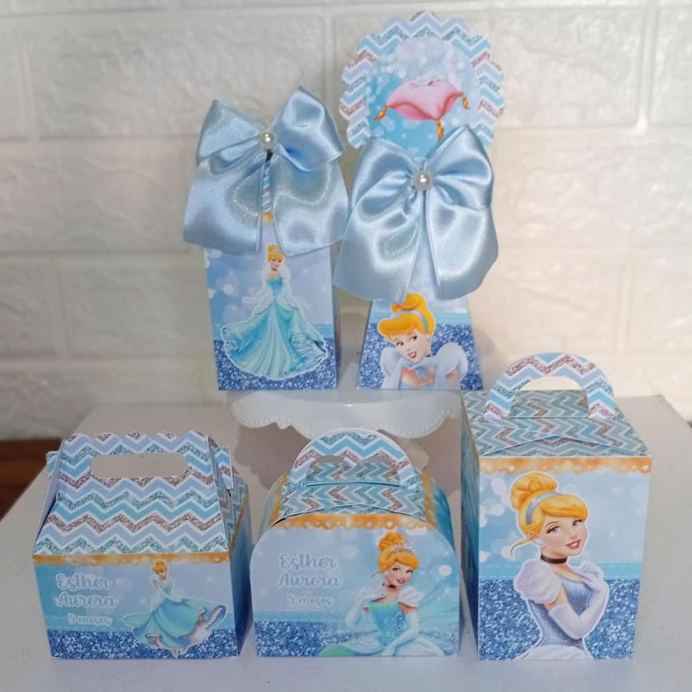 Kit caixas Personalizadas CINDERELA princesa Lembrancinhas mimos personalizados para Festa- PEGUE E MONTE