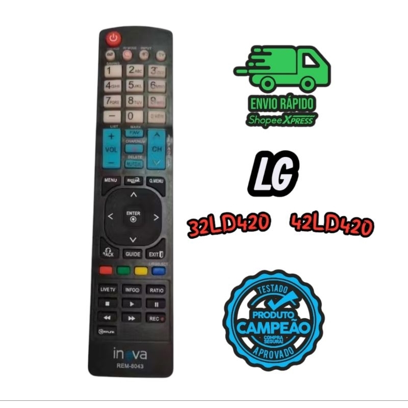 Controle Remoto TV LG LCD 32LD420 42LD420 FBG-7954