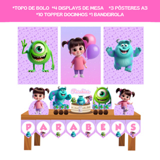 Kit Festa em Casa - Monstros S.A - Boo - Só um Bolinho - Mesversário em Oferta na Shopee