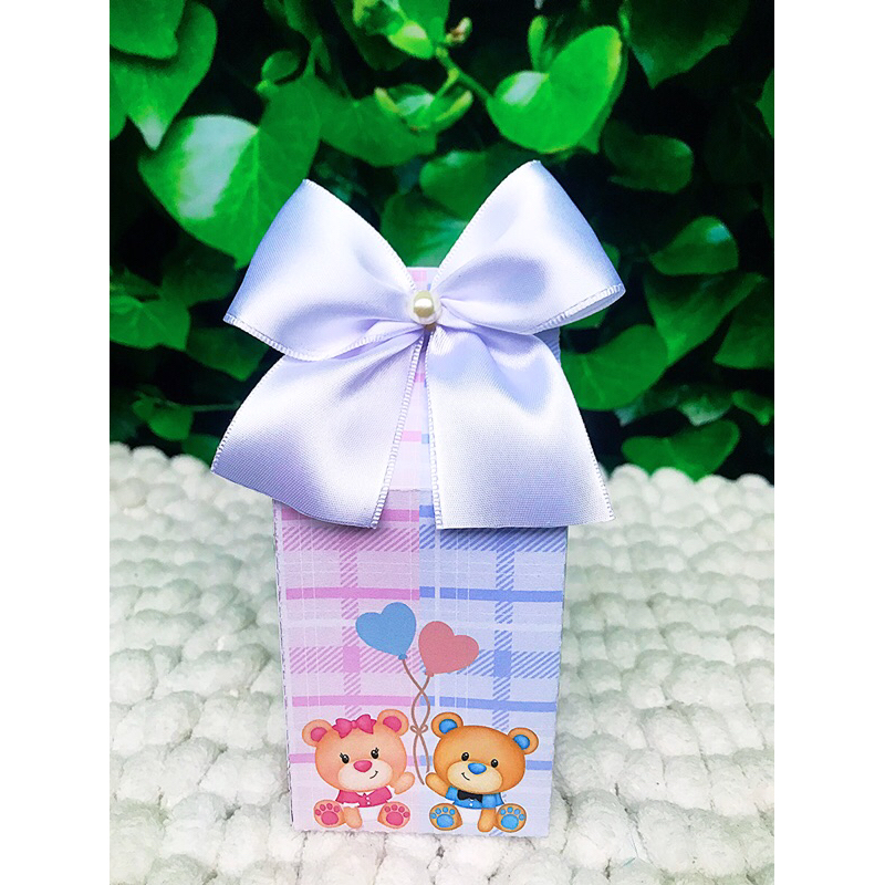 Chá Revelação Ursinhos Azul e Rosa Kit Caixa Milk lembrancinha pra festa aniversário