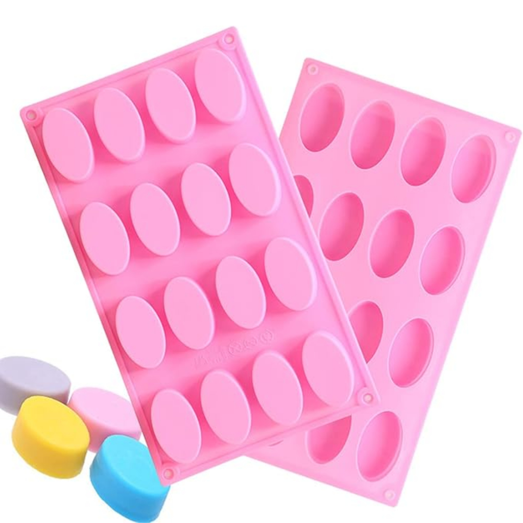 Molde de silicone oval lisa de silicone 16 cavidades sabonetes 25g artesanal Forma Sabonete pequeno