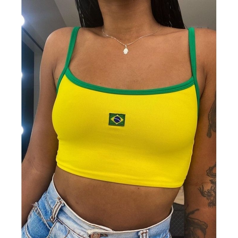 cropped do Brasil em Oferta na Shopee