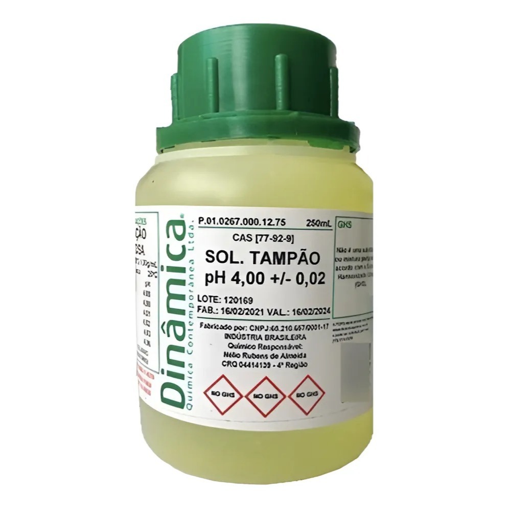 Solução Phmetro Ph 4.0 Tampão Calibrador Teste Ph Dinamica