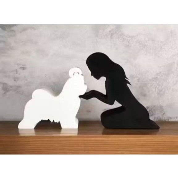 Decoração Cachorro + Mulher "Melhor Amigo Pet" - Estatueta Pet & Amor em Casa | Enfeite Decorativo em Oferta na Shopee
