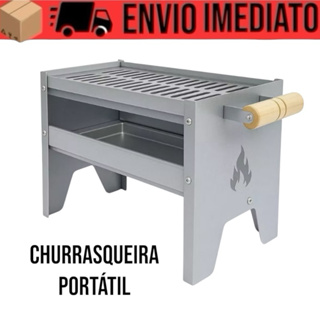 Churrasqueira Galvanizada Pequena Compacta Portátil Carvão Camping Mini Campeira Móvel em Oferta na Shopee