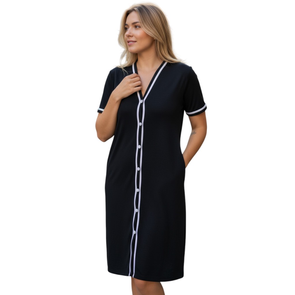 Camisola Amamentação Americana com Abertura Frontal Botões em Malha Blogueirinha em Oferta na Shopee