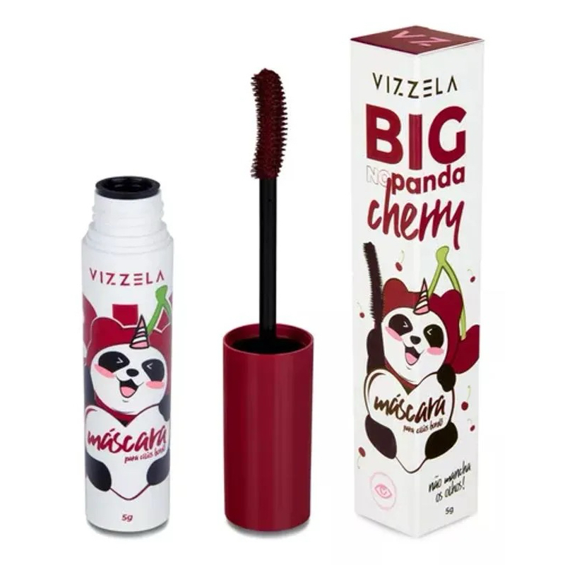 Máscara de Cílios Vizzela Big No Panda Cherry Bordô - Vizzela