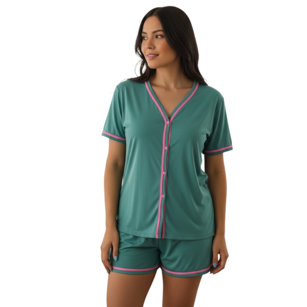 Pijama Baby Doll Amamentação Americano Cirurgico com botoes em Malha em Oferta na Shopee