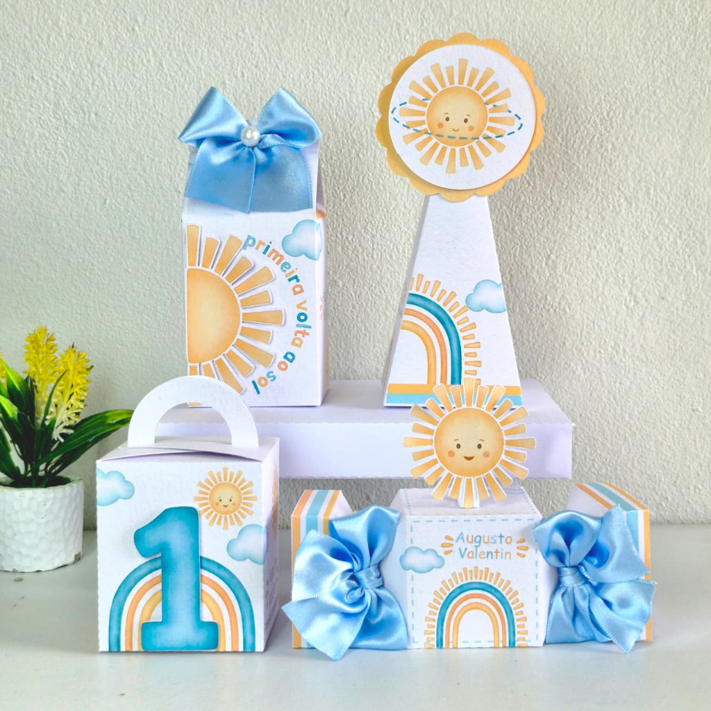 kit festa - Lembrancinhas personalizada primeira volta ao sol - caixinhas personalizada  papelaria personalizada