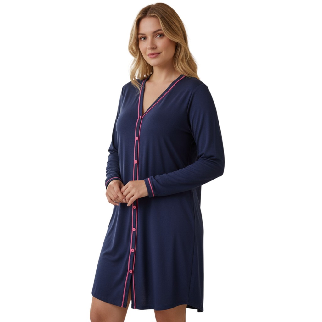 Camisola Amamentação com Abertura Frontal com Botões em Malha modelo Blogueirinha Manga Longa em Oferta na Shopee