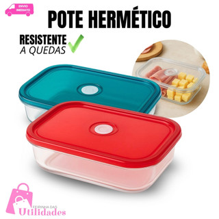 Pote Hermético 1000ml  Empilhável Com Botão De Sucção De Ar Policarbonato Cozinha Organização