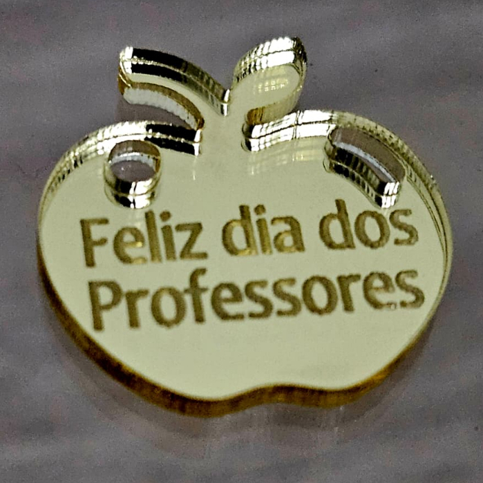 PINGENTE DE MAÇÃ FELIZ DIA DOS PROFESSORES - Acrílico - 2cm