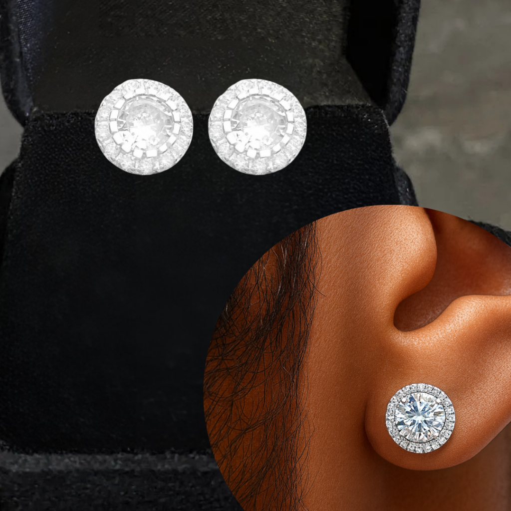 Brinco Masculino Ice Luxo 8mm Banhado em Prata 925 Brilho Intenso e Estilo Premium
