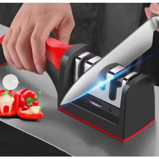 Afiador de Facas Manual 3 Estágios – Aço Inox, Ergonômico e Antiderrapante