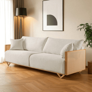 Sofá Arthur 2,50m Luxo Madeira Maciça Palha Rattan Castellar Móbile em Oferta na Shopee