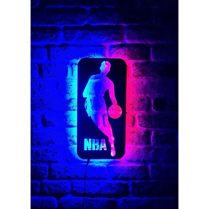 Painel Luminoso Basquete NBA 60x30cm, Decoração Gamer e Esportiva