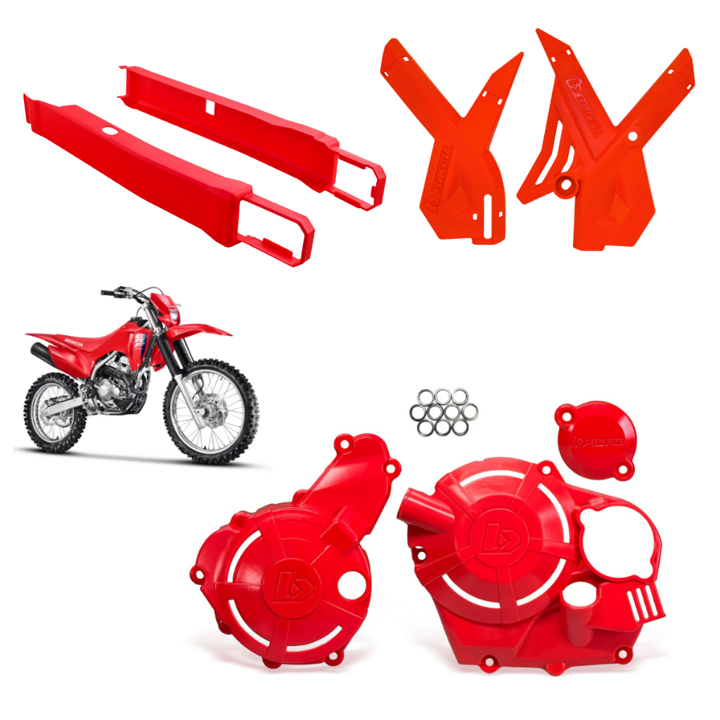 Kit Protetor de Balança Biker Crf300 + Quadro Chassi + Tampas Laterais Motor Magneto crf 300f Trilha