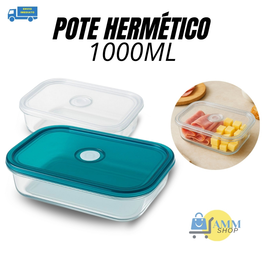 Pote Hermético 1000ml Porta Mantimentos Para Frios Grãos Botão De Sucção Resistente A Quedas