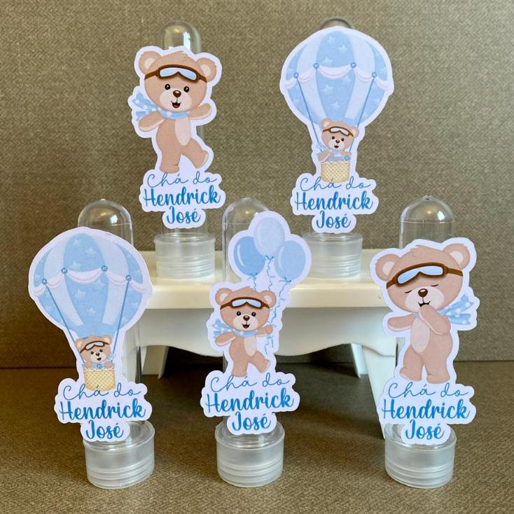 Aplique para tubete Urso Aviador Baloeiro - lembrancinha - aniversario- caixinhas personalizadas - tubete