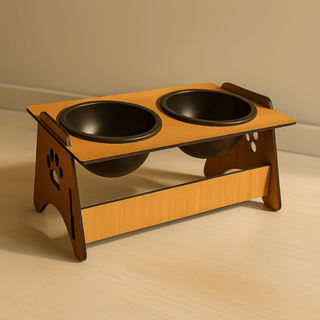 Comedouro e Bevedouro Reclinável Elevado para Cachorro e Gato em Mdf Marrom - Tigelas de Plástico em Oferta na Shopee