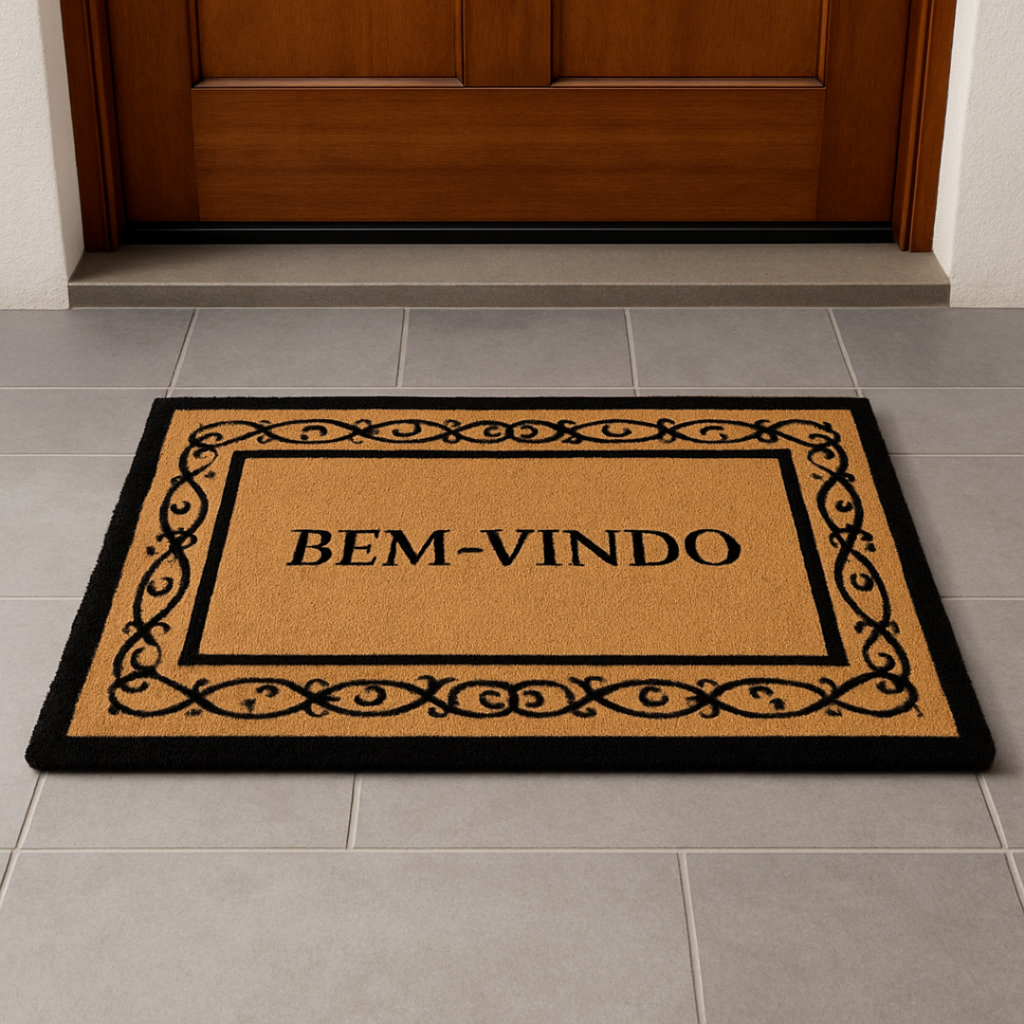 Capacho Tapete Grande Fibra de Coco 50cm x 75cm Cerca Viva Bem Vindo Kapazi - Antiderrapante