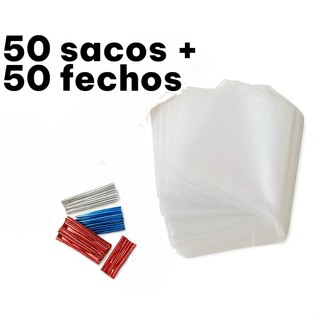 50 Saquinhos Transparentes 15x20 + 50 Fechos | Ideal para Doces, Festas e Lembrancinhas em Oferta na Shopee