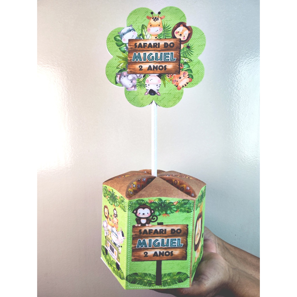 Kit 10 Unidades Centro de Mesa Chá de Bebê Festa Safari Verde Tamanho Grande+++ em Oferta na Shopee