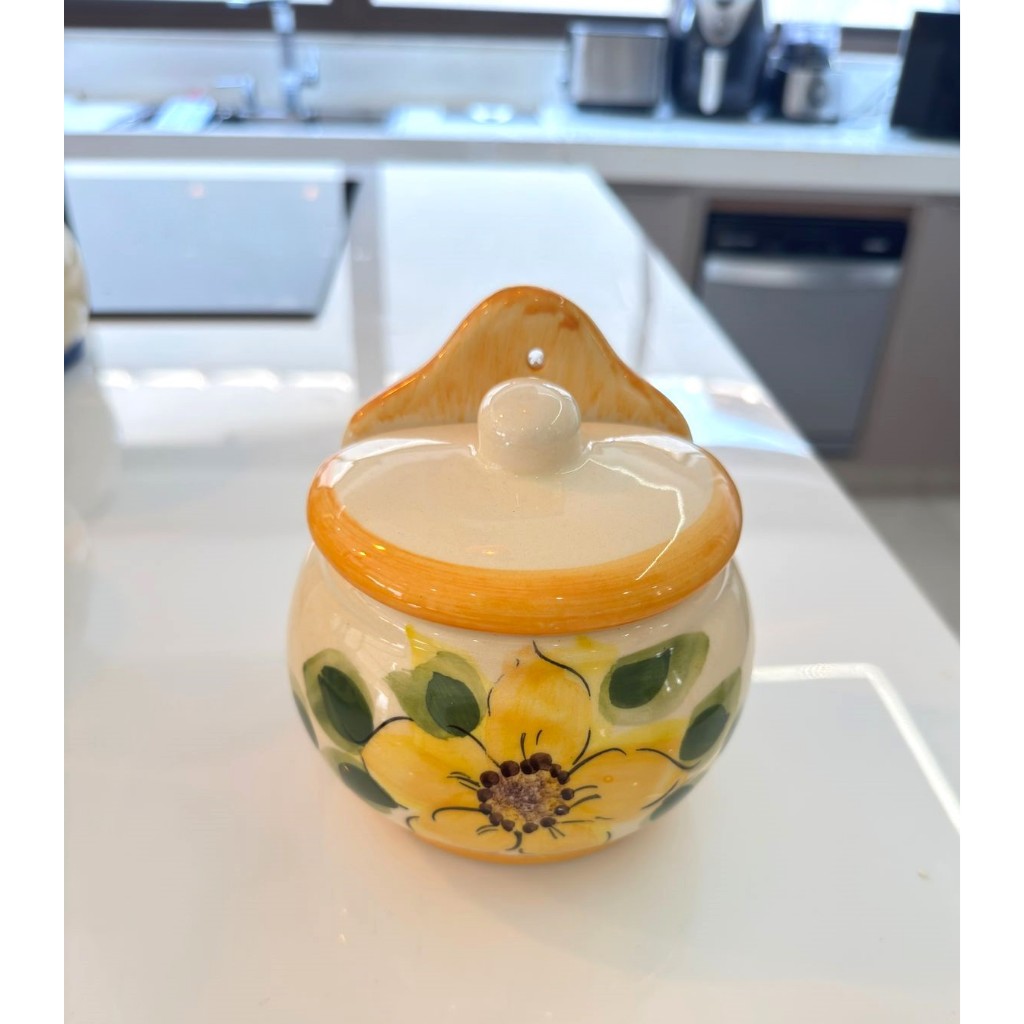 Saleiro Com Tampa Em Cerâmica Porta Sal Louça Parede - Enfeite Cozinha em Oferta na Shopee