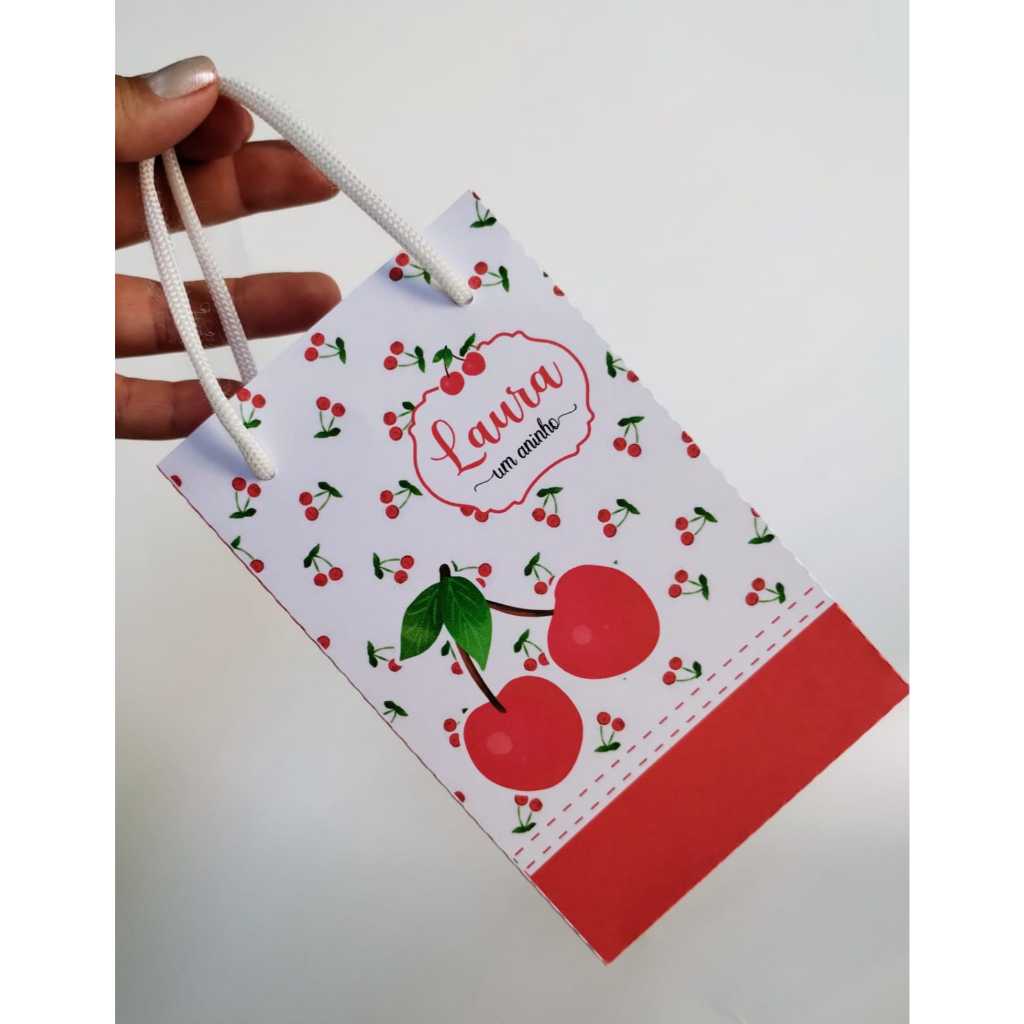 Sacolinha Surpresa Personalizada PEGUE E MONTE Tema Cereja/Cerejinha P l Lembrancinha festa infantil