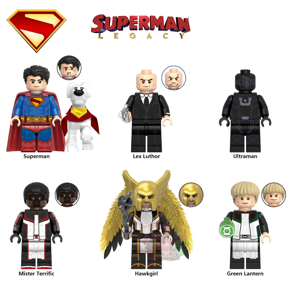 Superman Legacy e Krypto Minifigures de coleção Lant Lex Luthor Mulher gavião miniaturas 5cm