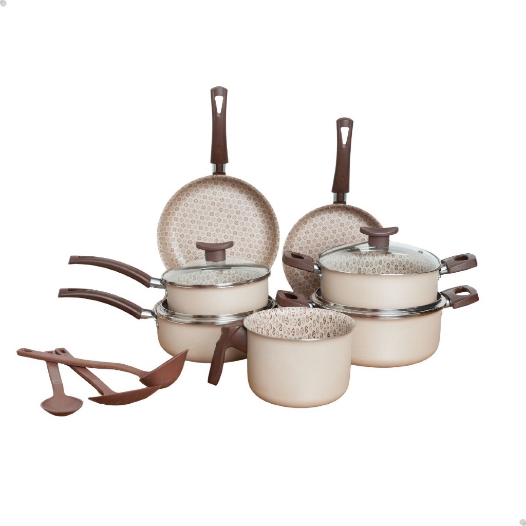 Conjunto De Panelas D'itália Disegno 10 Peças Alumínio Antiaderente Teflon Caneca Frigideira