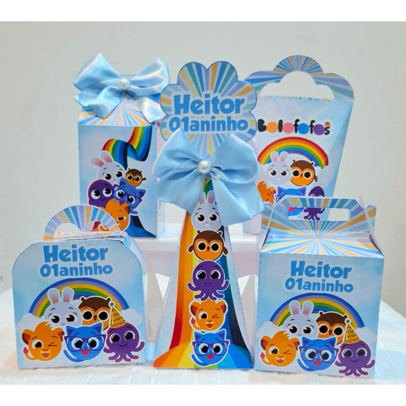 Kit Caixinhas Personalizadas Bolofofo Azul | Lembrancinhas de Aniversário | Kit Festa Personalizado
