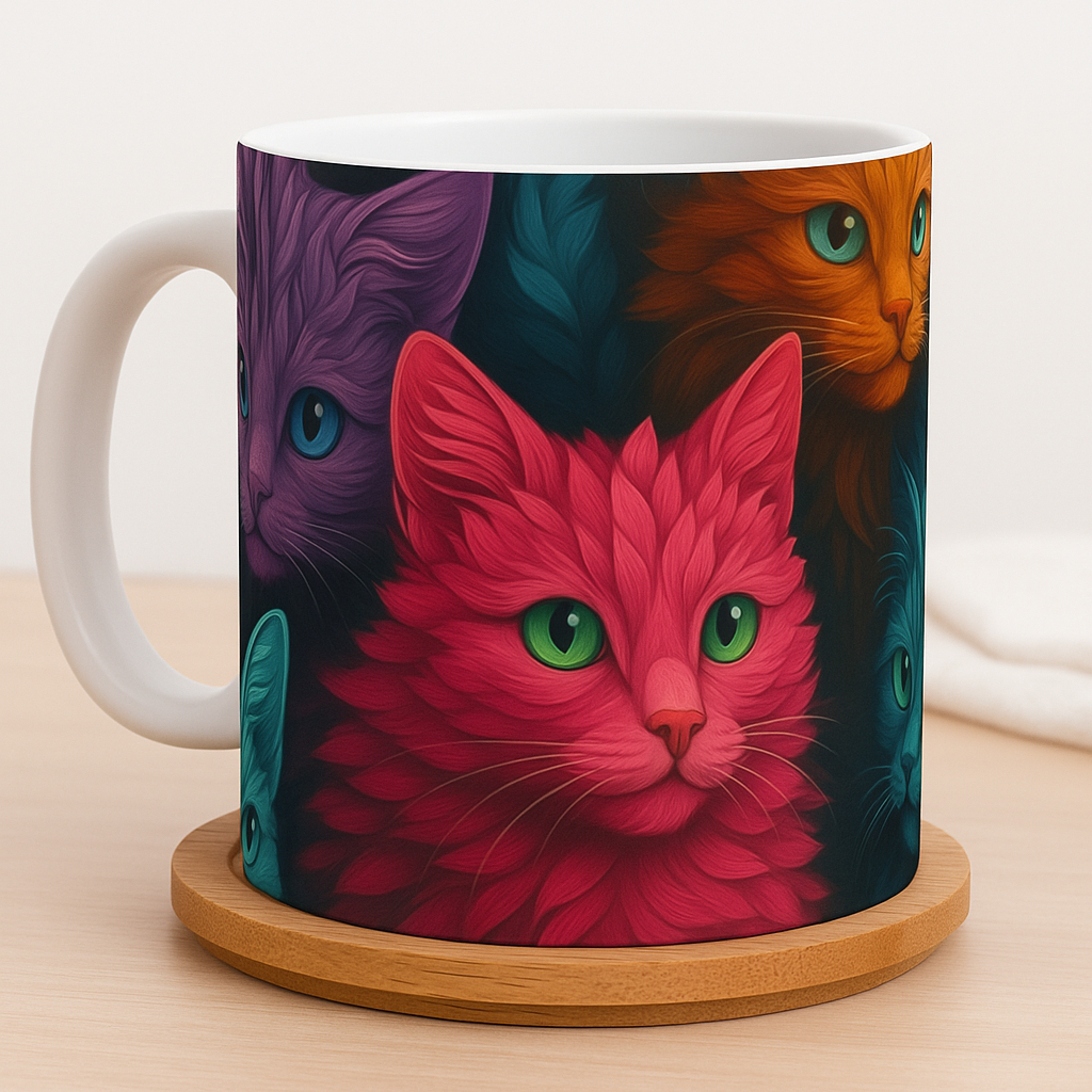 Caneca Copo Xícara Porcelana Personalizado Pet Gato 3D Para Presente Amiga Mãe Pai de Pet Gato