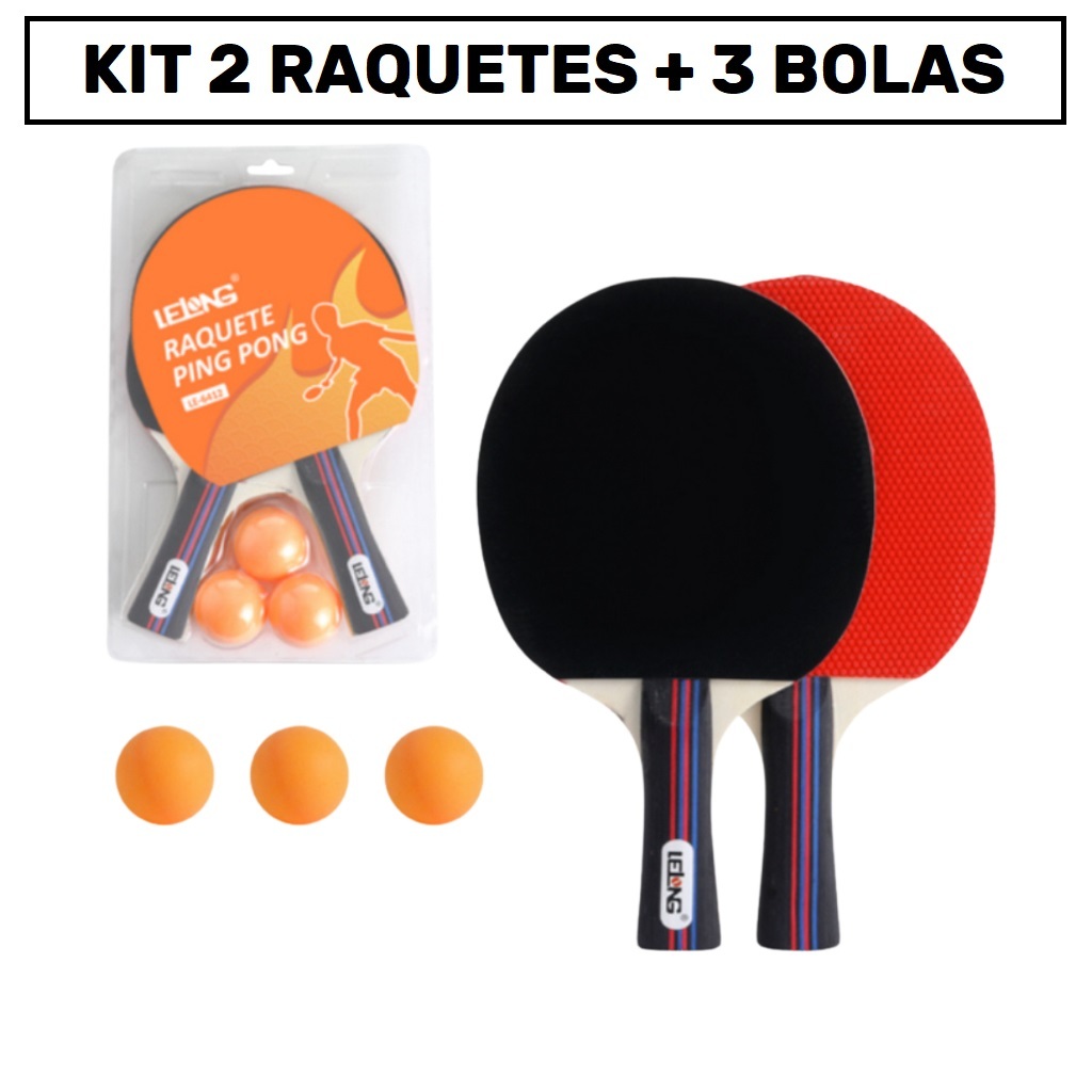Kit 2 Raquetes Ping Pong Tênis De Mesa Profissional + 3 Bolas em Oferta na Shopee