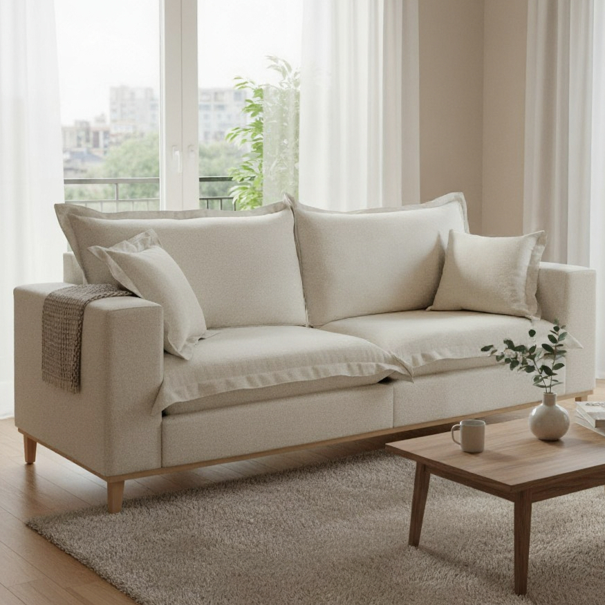 Sofá Fixo Odisseu 2,00m  Luxo 3 Lugares Mola Ensacada 2 Lugares Castellar Móbile em Oferta na Shopee