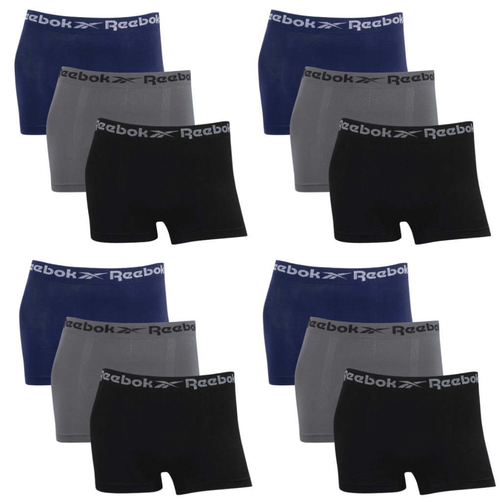 Kit 12 Cuecas Boxer Reebok Sem Costura Original - Sortido 2