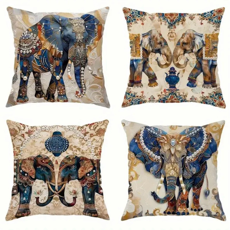 KIT 4 CAPAS DE ALMOFADAS ELEFANTE INDIANO IDEAL PARA A DECORAÇÃO - TAMANHO 45X45 em Oferta na Shopee