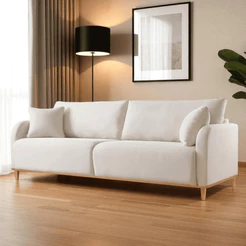 Sofá Camila 1,60m Fixo Luxo 2 Lugares Madeira Maciça 3 Lugares Castellar Móbile